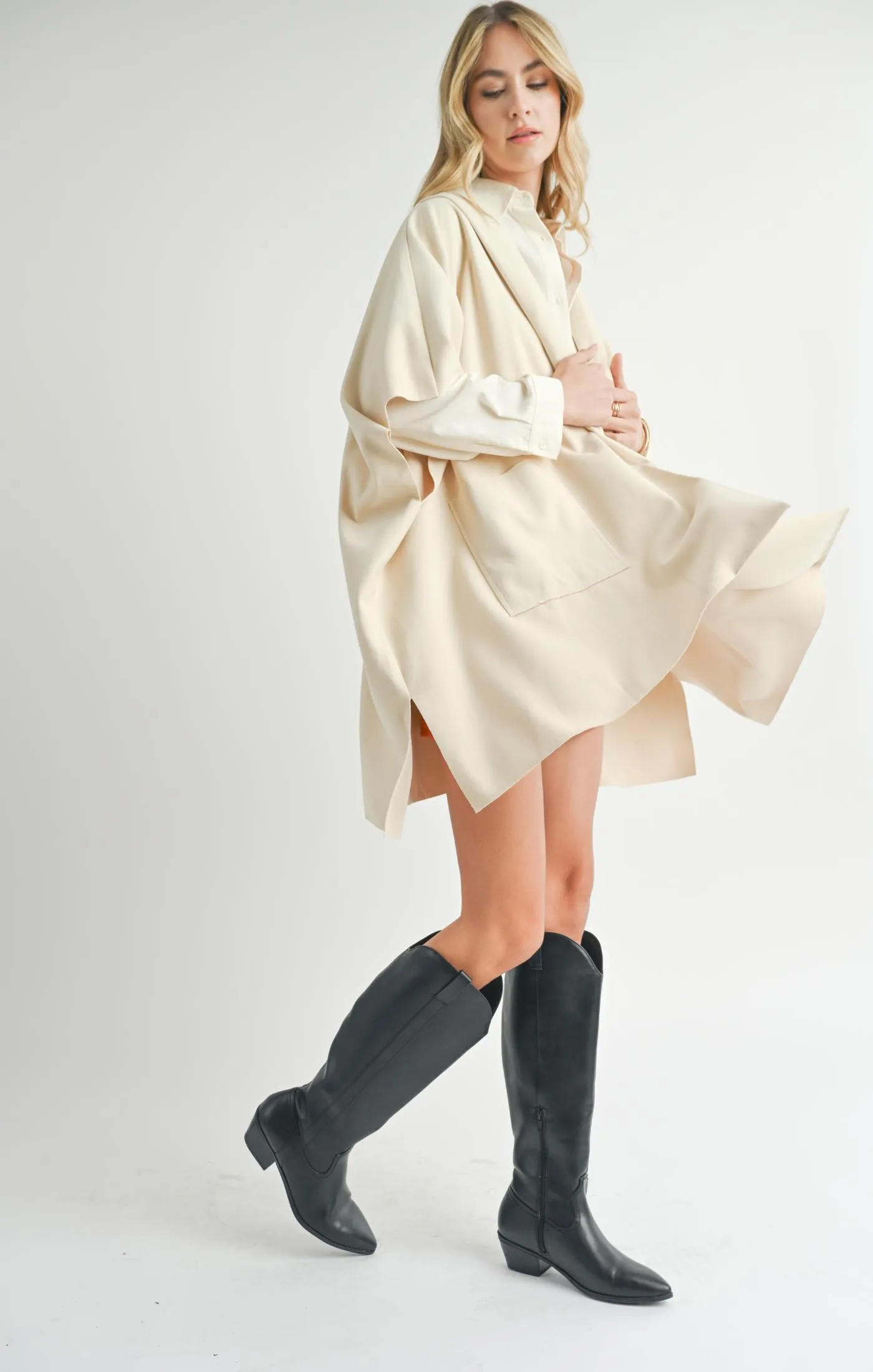 Lisha Belted Poncho | Cream