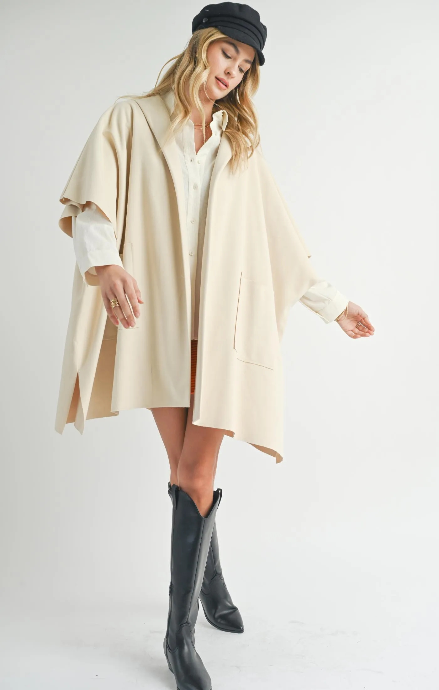 Lisha Belted Poncho | Cream