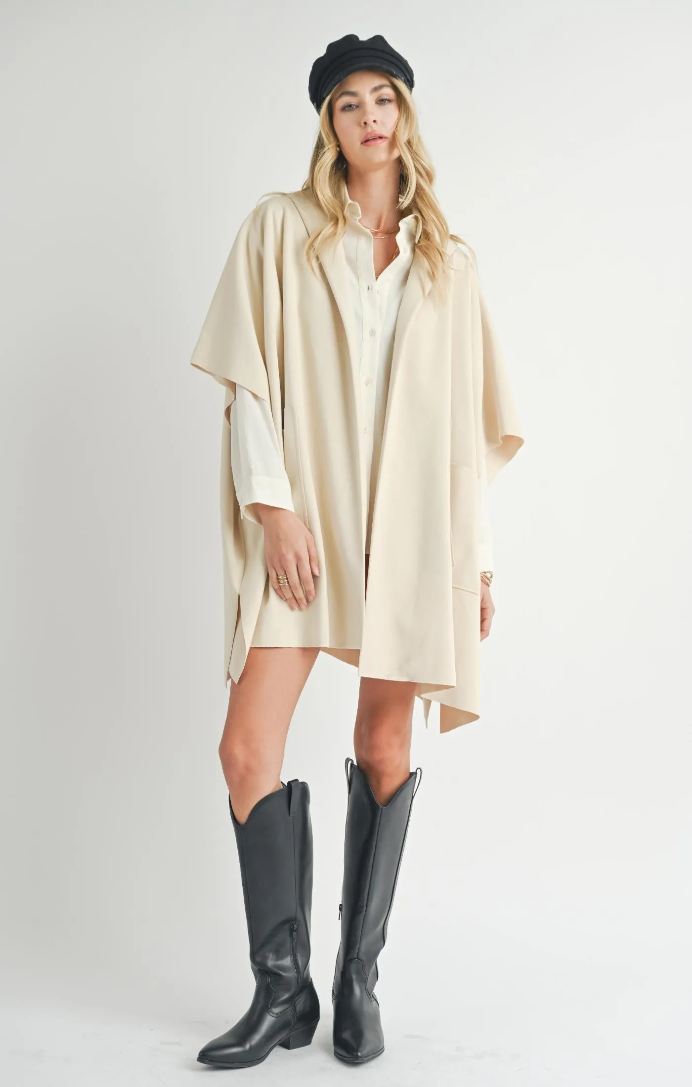 Lisha Belted Poncho | Cream