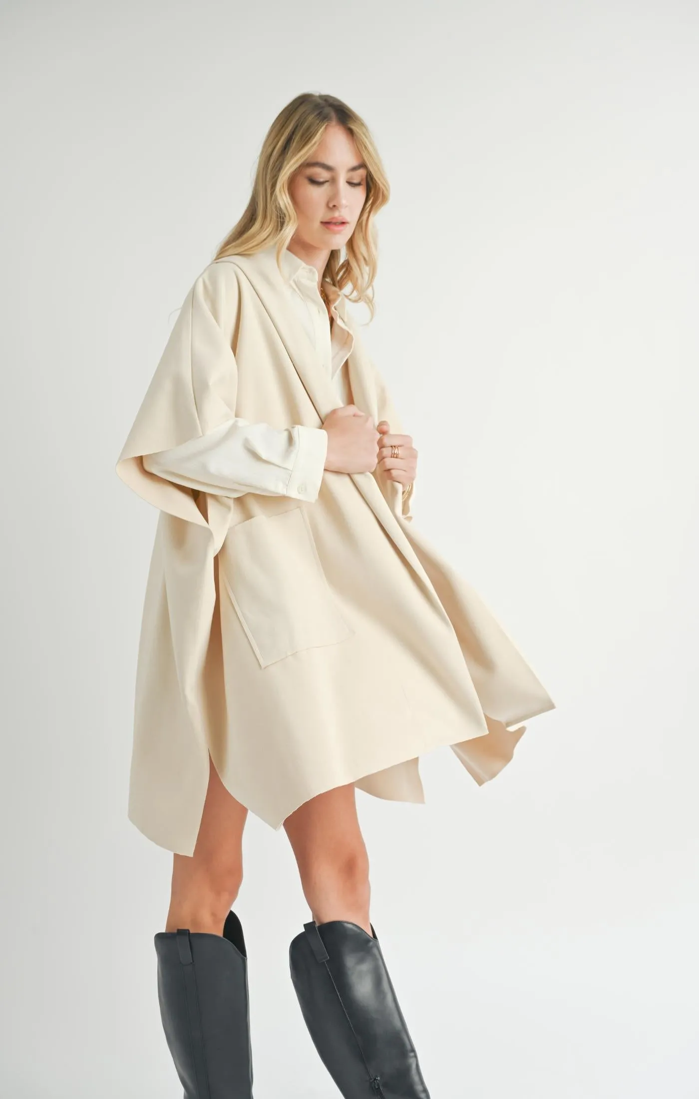 Lisha Belted Poncho | Cream