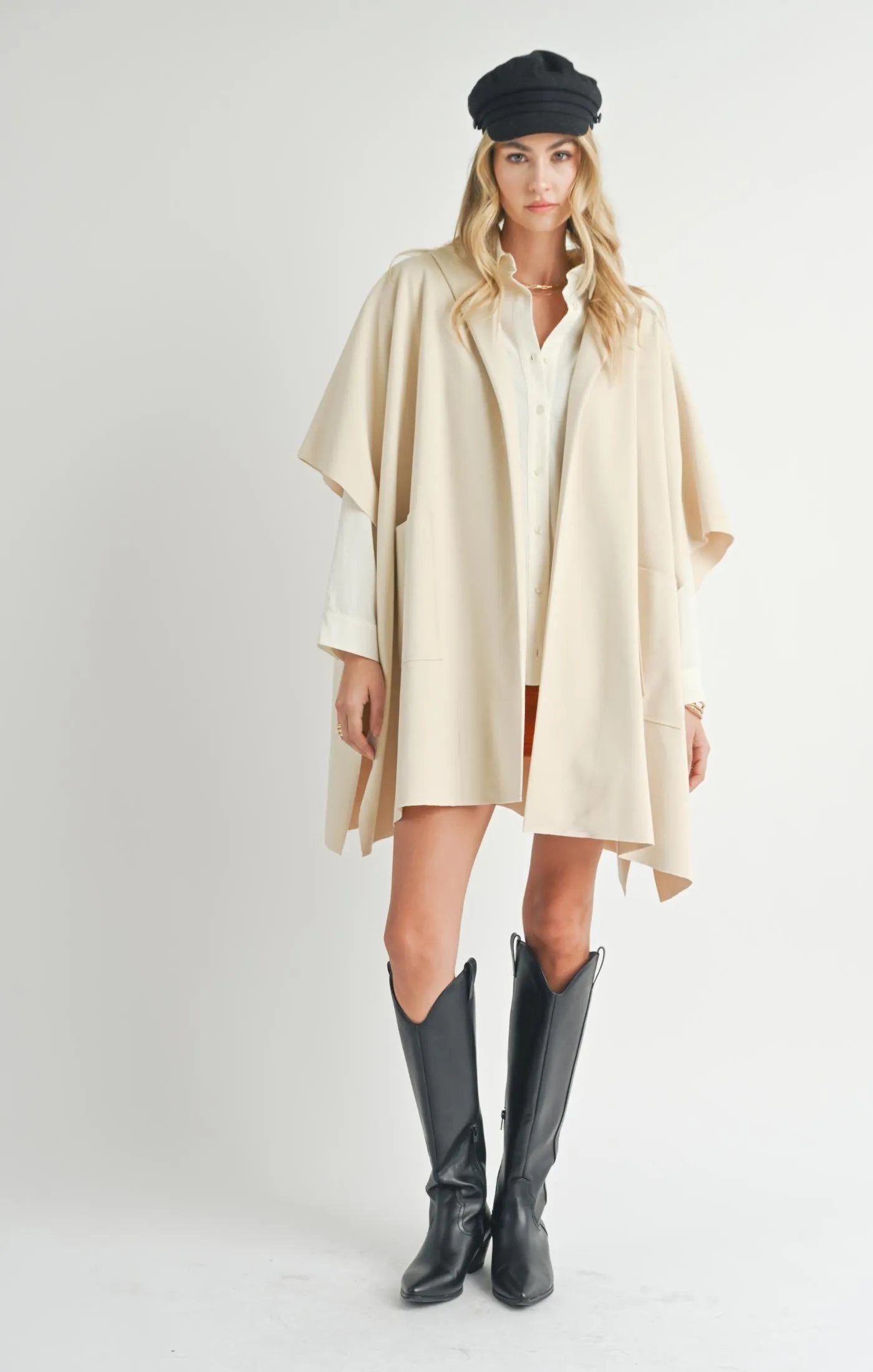 Lisha Belted Poncho | Cream