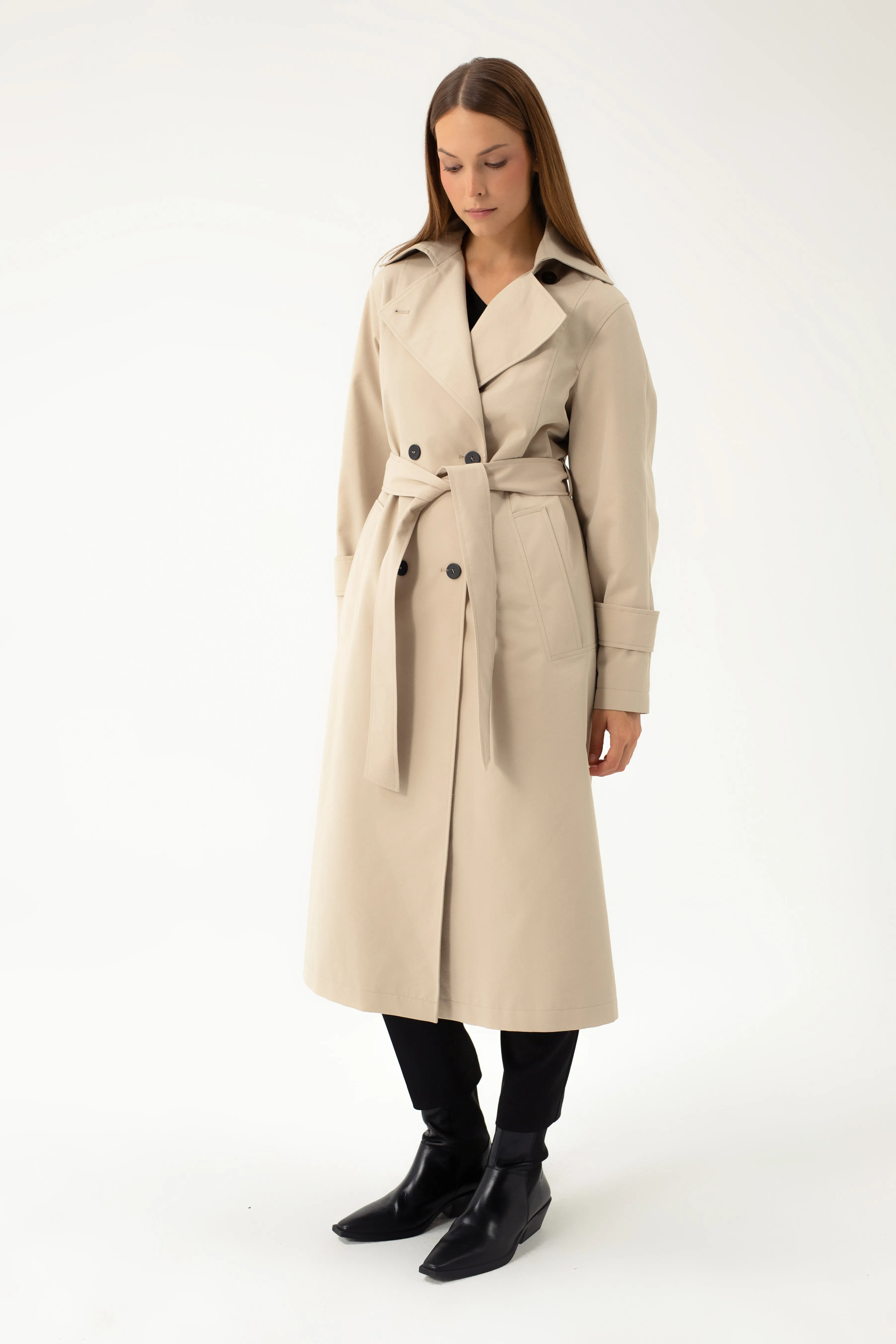 LONG BEIGE TRENCH COAT