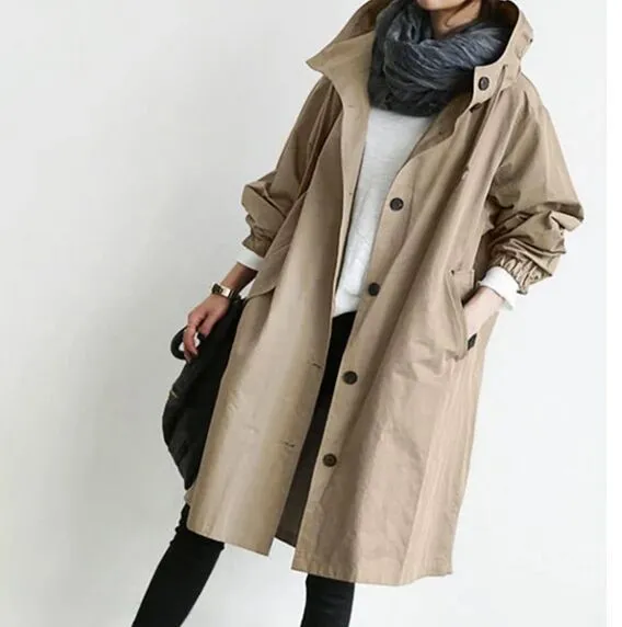 Long Coat Female Autumn Women&#39;s Trench Coat Long Sleeve Solid Pocket Casual Trench Autumn Clothes Korean Women Jacket