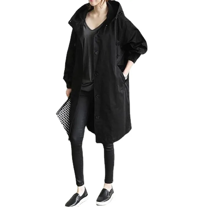 Long Coat Female Autumn Women&#39;s Trench Coat Long Sleeve Solid Pocket Casual Trench Autumn Clothes Korean Women Jacket