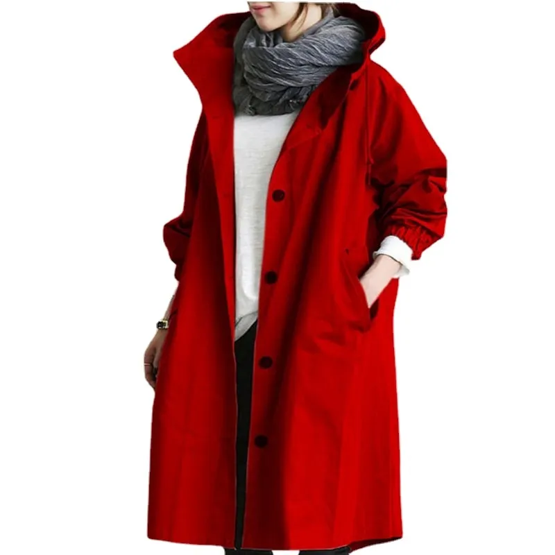 Long Coat Female Autumn Women&#39;s Trench Coat Long Sleeve Solid Pocket Casual Trench Autumn Clothes Korean Women Jacket