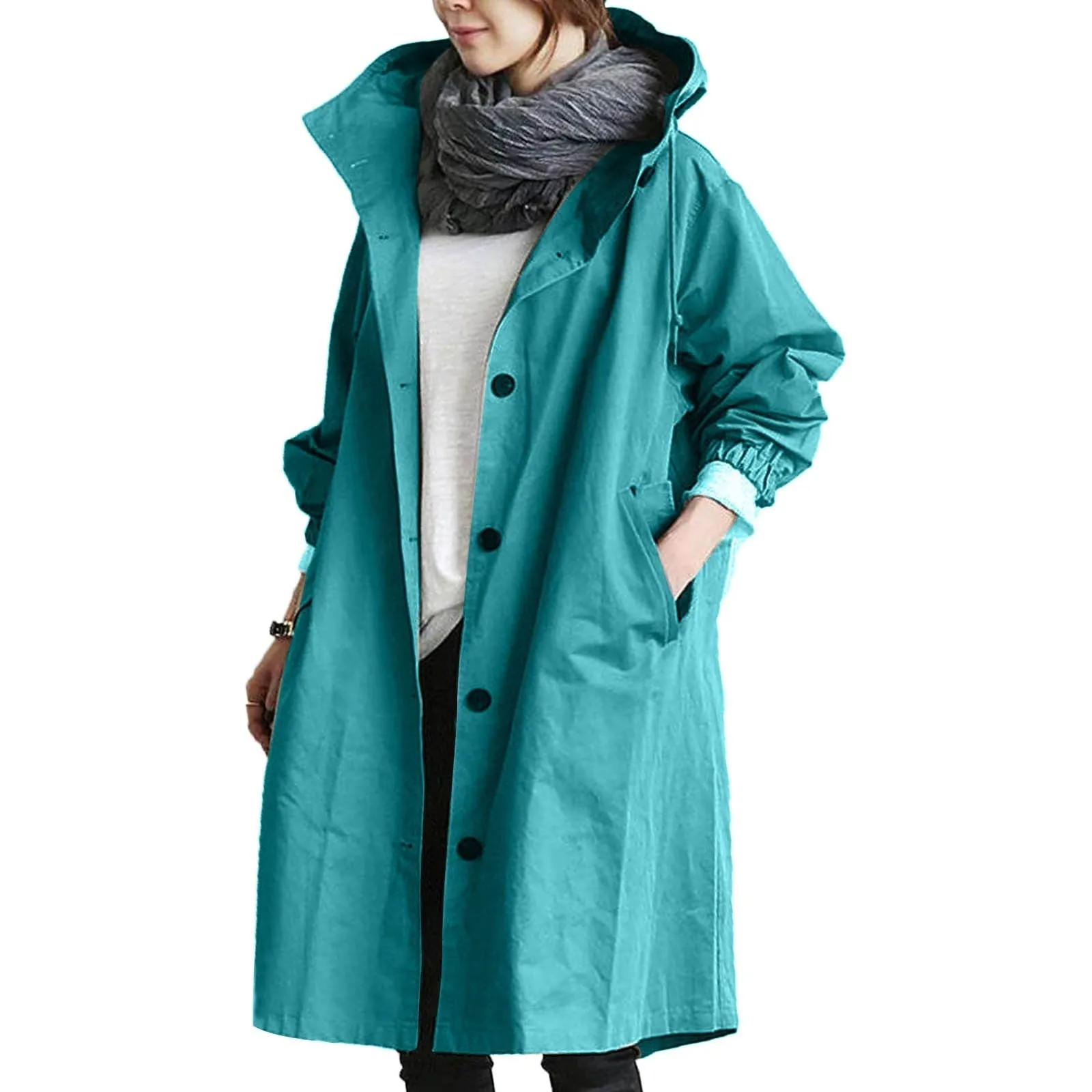 Long Coat Female Autumn Women&#39;s Trench Coat Long Sleeve Solid Pocket Casual Trench Autumn Clothes Korean Women Jacket