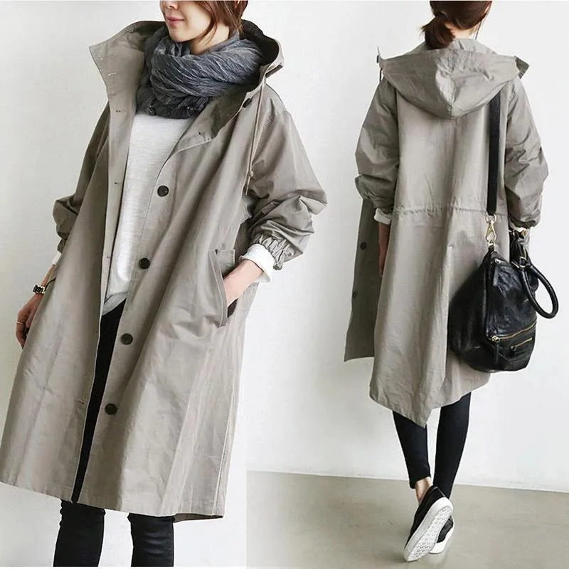 Long Coat Female Autumn Women&#39;s Trench Coat Long Sleeve Solid Pocket Casual Trench Autumn Clothes Korean Women Jacket