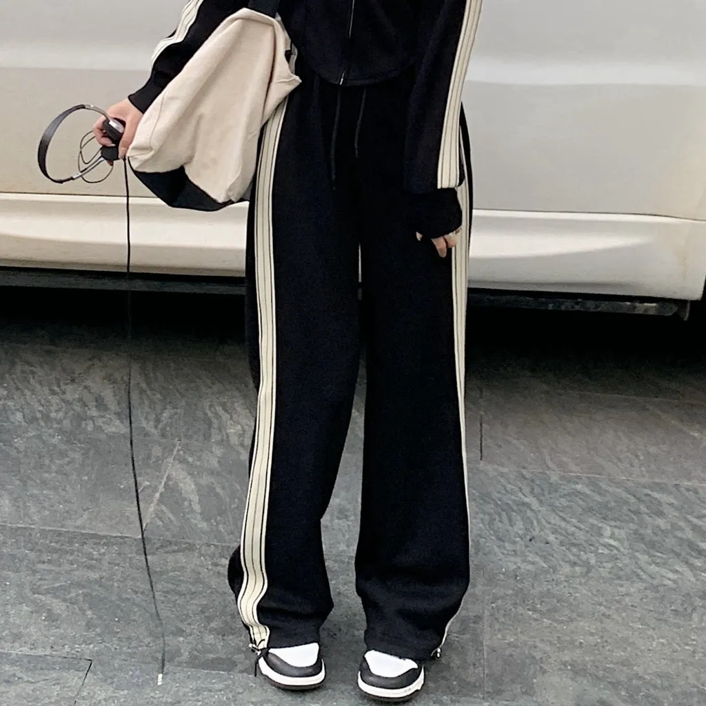 Long Sleeve Coat Top Set Sports High Waist Pants