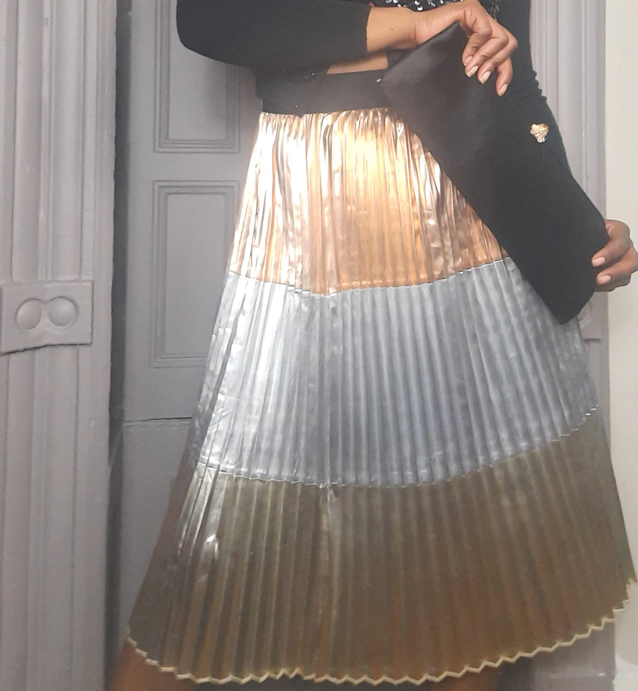 Lula Roe Metallic Pleated "Jill" Midi Skirt 2XL/ L