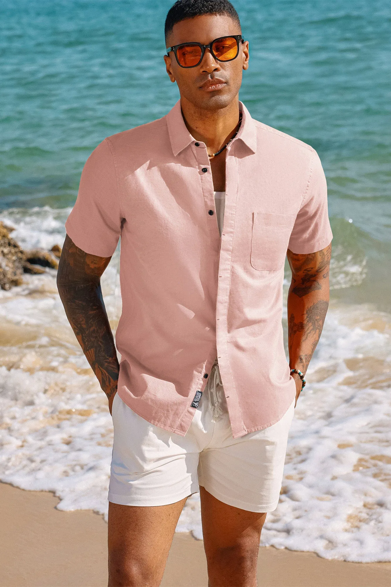 Men Cuban Guayabera Shirt Casual Short Sleeve Button Down Cardigan Shirts Beach Tops Cotton