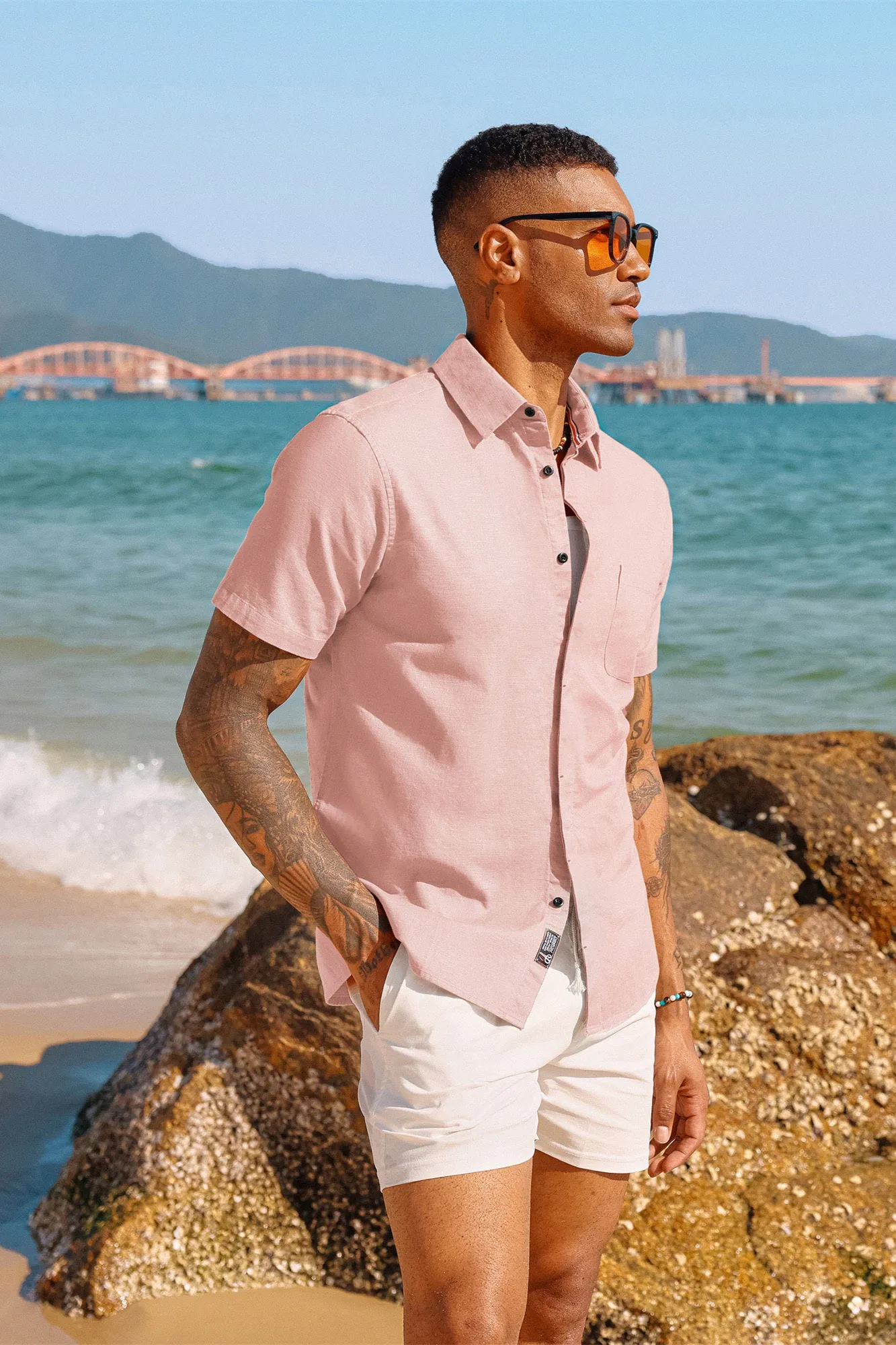 Men Cuban Guayabera Shirt Casual Short Sleeve Button Down Cardigan Shirts Beach Tops Cotton