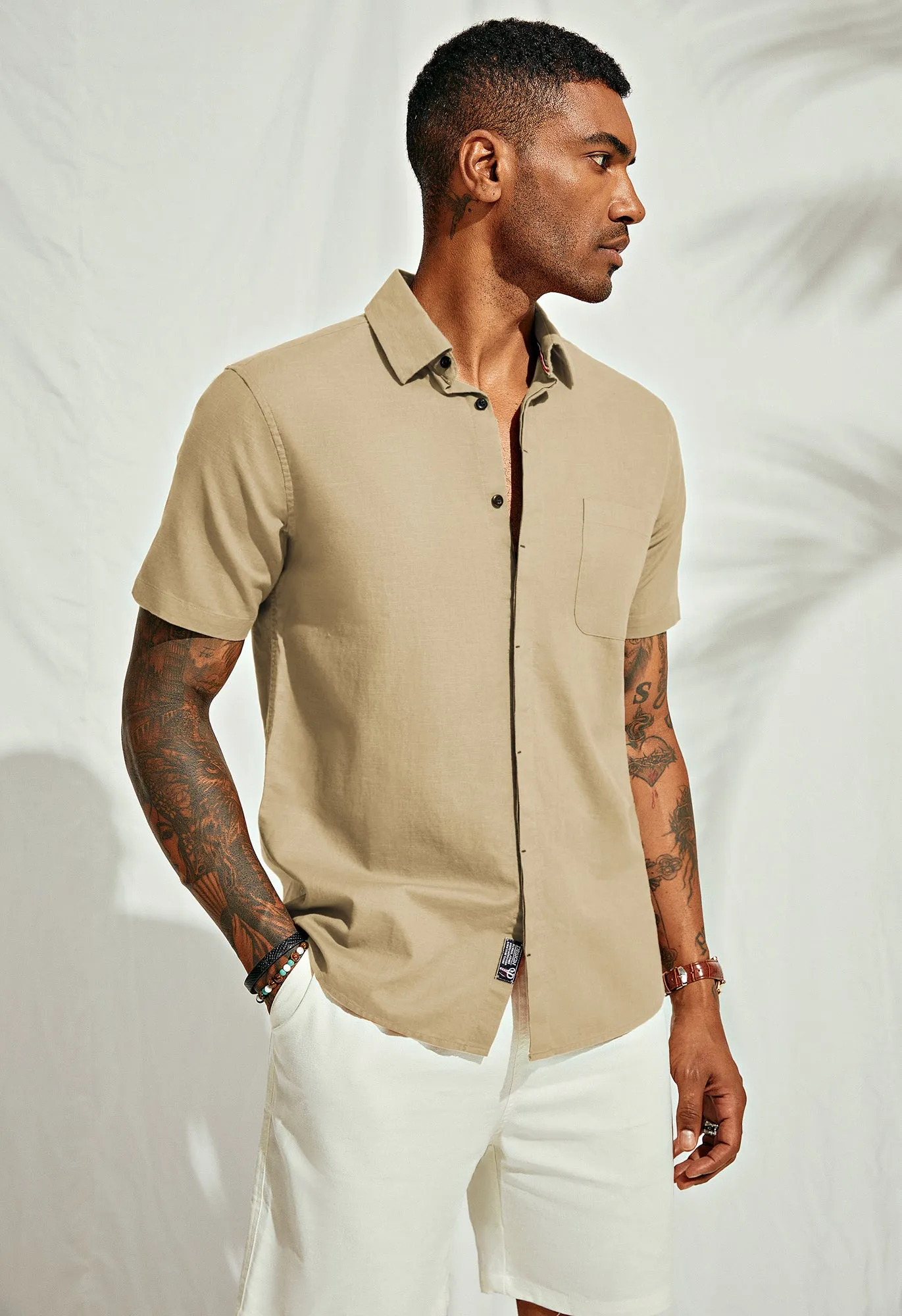 Men Cuban Guayabera Shirt Casual Short Sleeve Button Down Cardigan Shirts Beach Tops Cotton