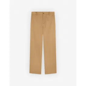 Men Wide Leg Chino Pants In Cotton With Logo Handwriting - Beige