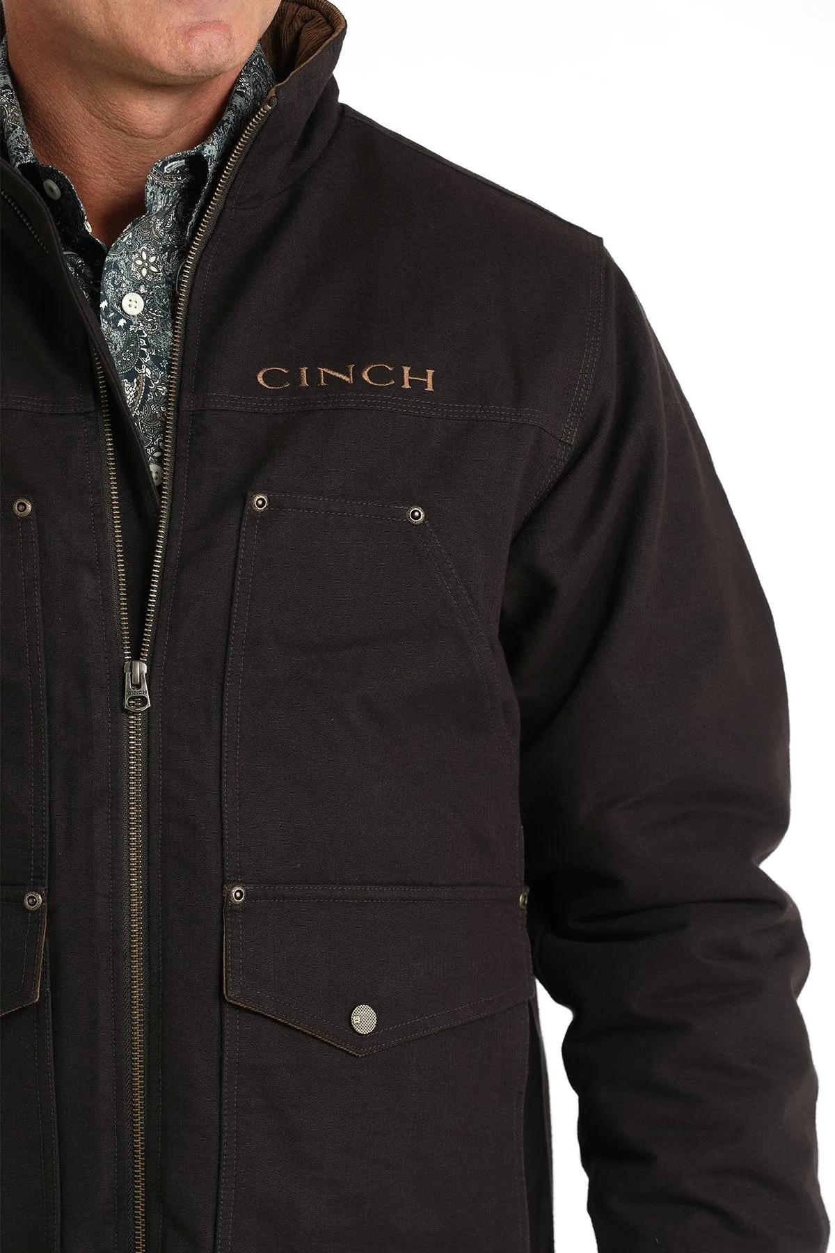 Men's Concealed Carry Canvas Jacket - Brown - (MWJ1068004)