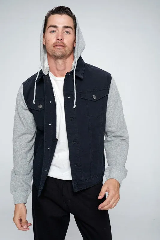 Men's Denim Jacket with Fleece Hoodie