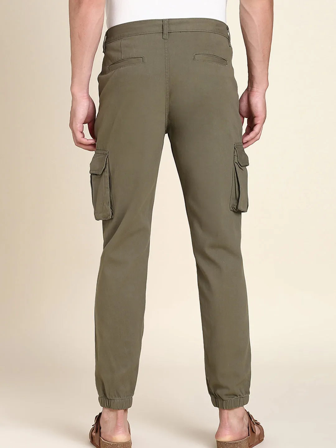 Men's Light Olive Solid Cargo Jogger