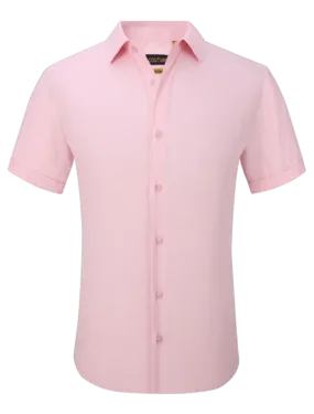 Men's Pink short sleeve shirt stretch material