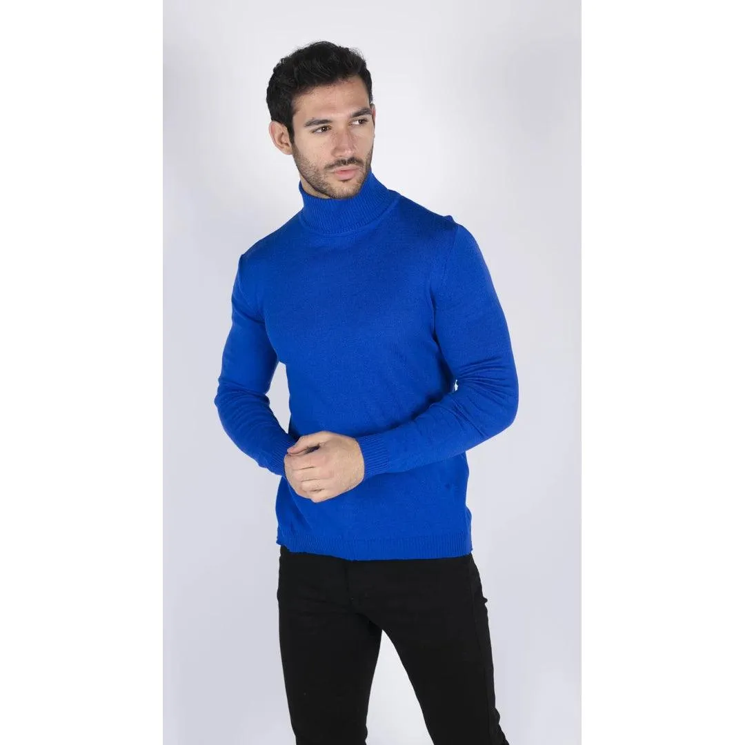 Mens Polar Neck Jumper Roll Neck High Turtle Neck Slim Fit Light Weight