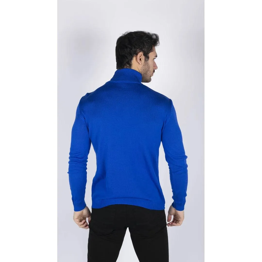 Mens Polar Neck Jumper Roll Neck High Turtle Neck Slim Fit Light Weight