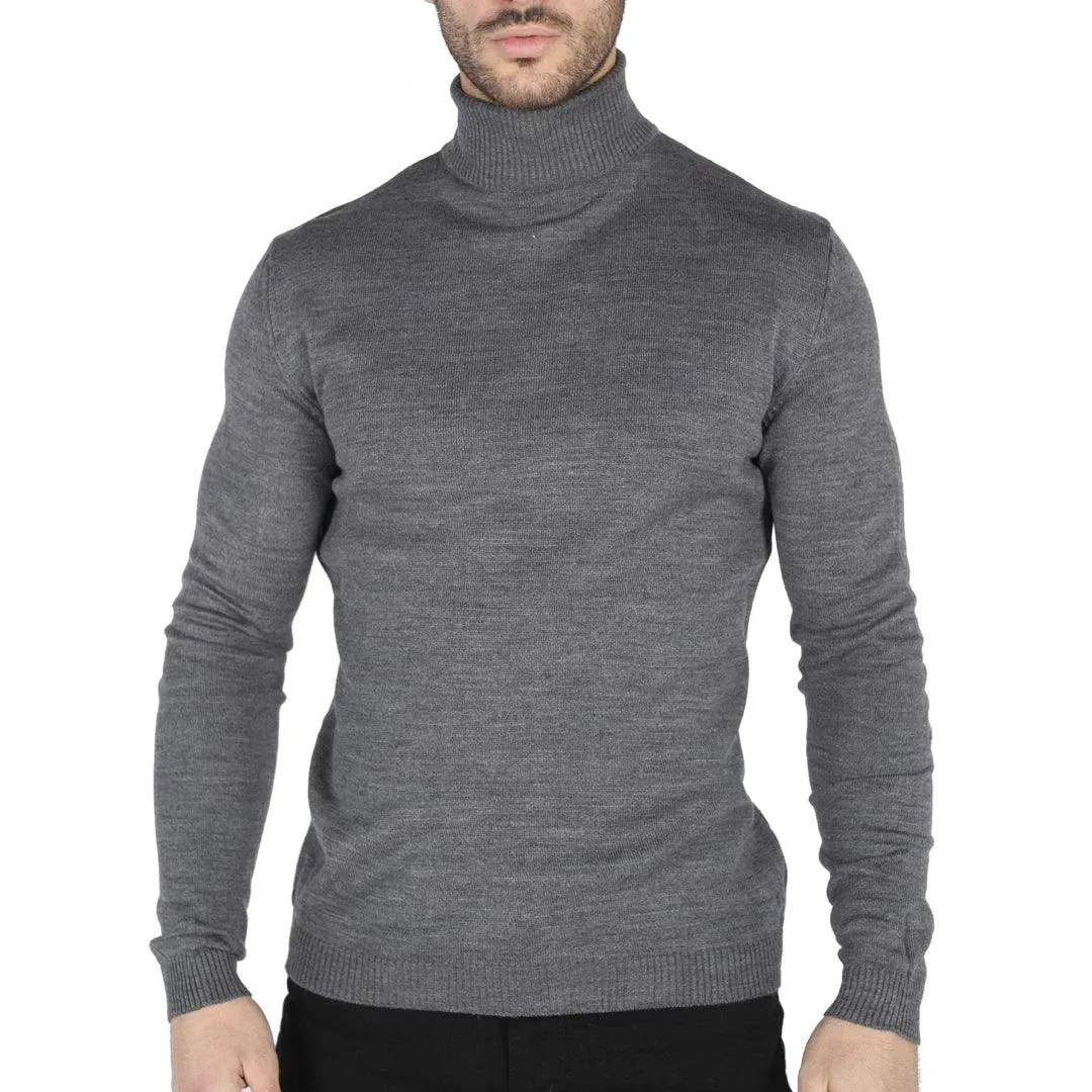 Mens Polar Neck Jumper Roll Neck High Turtle Neck Slim Fit Light Weight