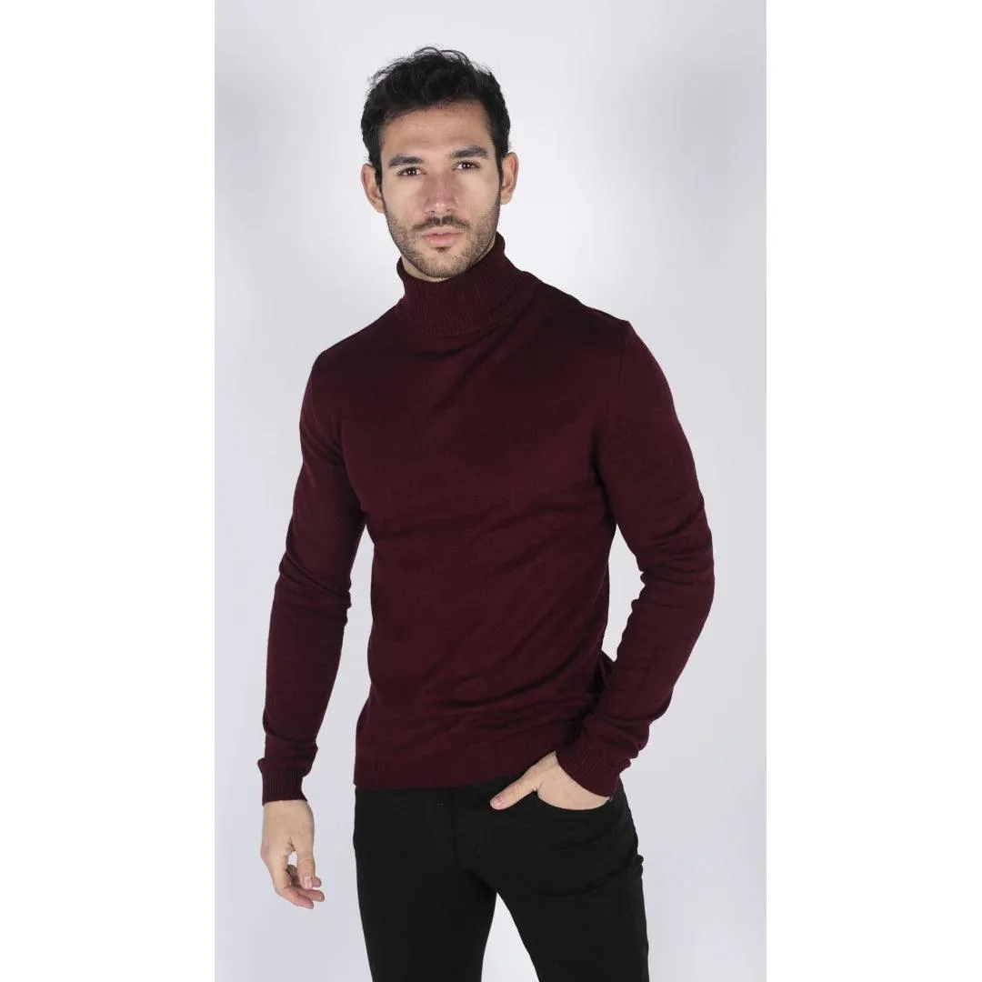 Mens Polar Neck Jumper Roll Neck High Turtle Neck Slim Fit Light Weight