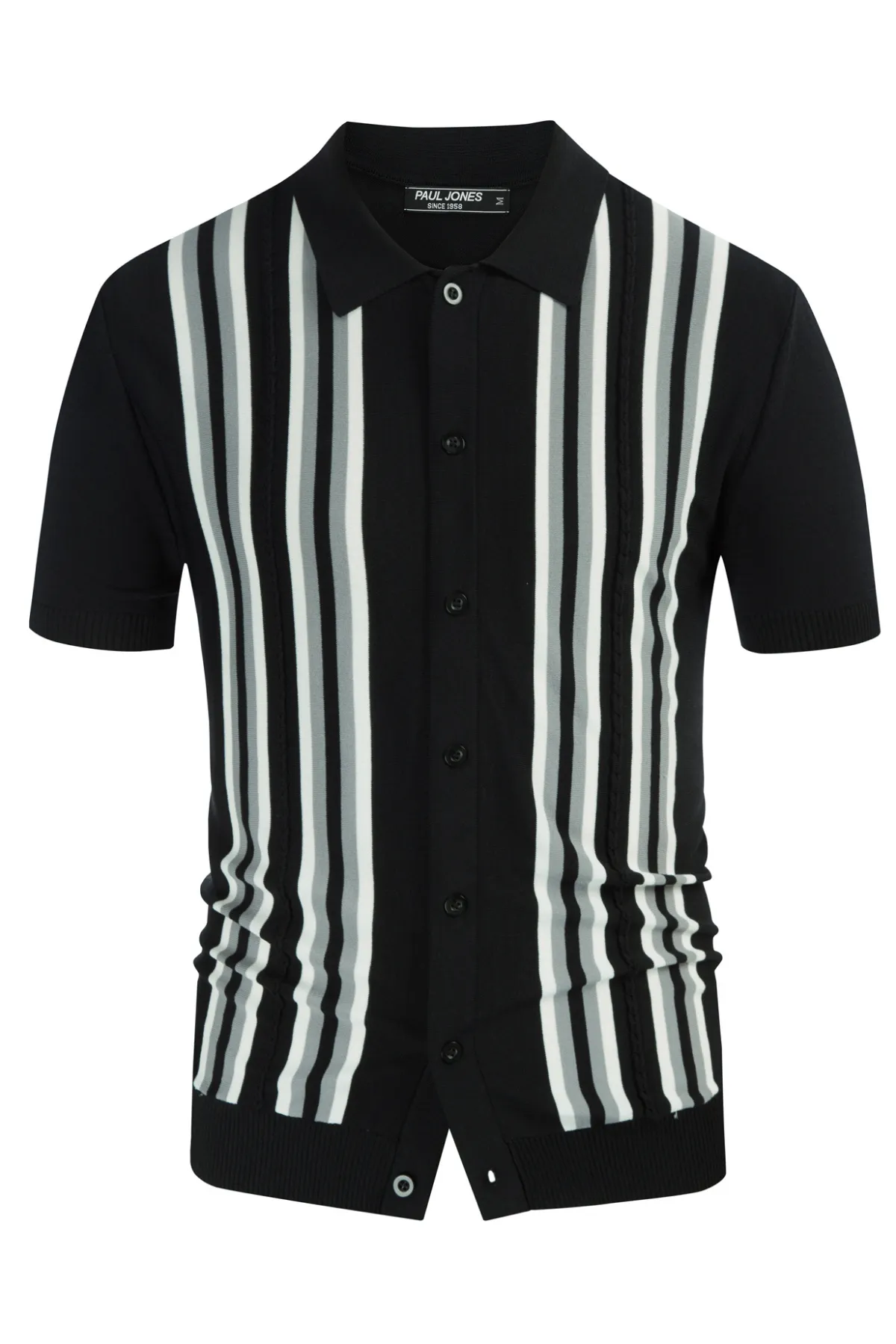 Mens Polo Shirts Vintage Striped Button Down Knitted Golf Cardigans Shirts