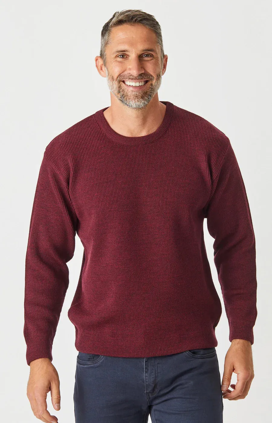 Merino Rib Knit Crew Neck Jumper - Berry