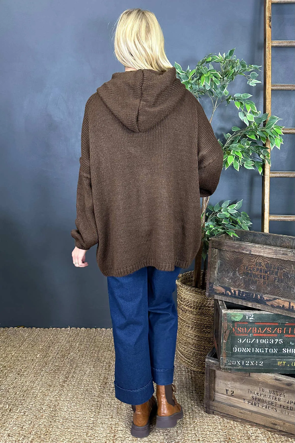 Minerva Hooded Knitted Jumper Cocoa