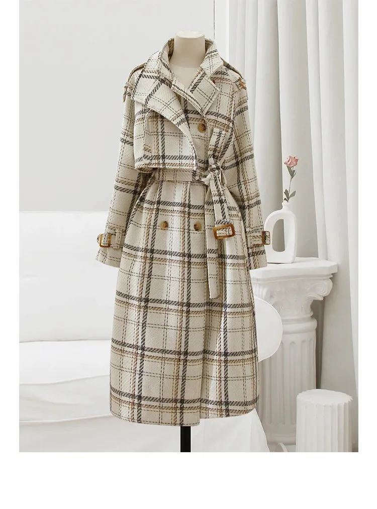 Neus Plaid Trench Coat