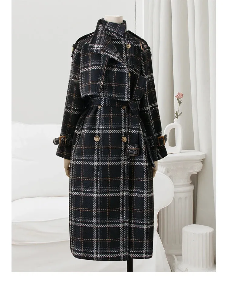 Neus Plaid Trench Coat