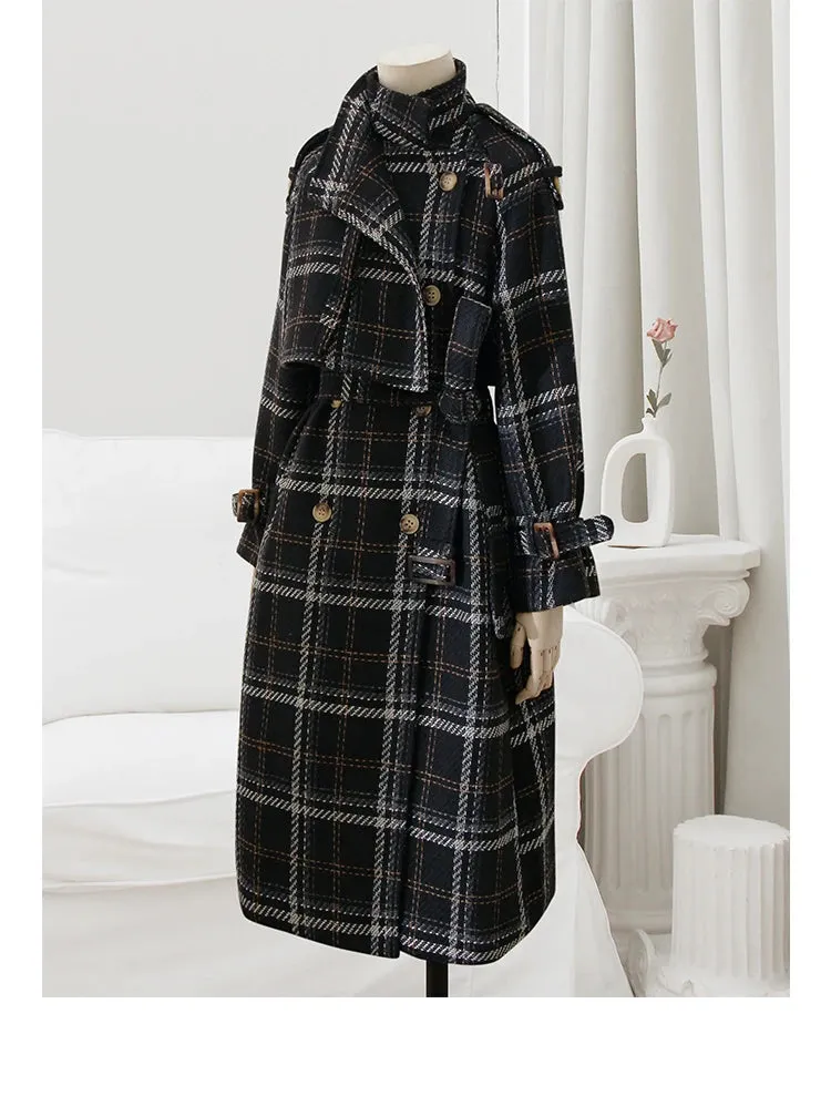 Neus Plaid Trench Coat