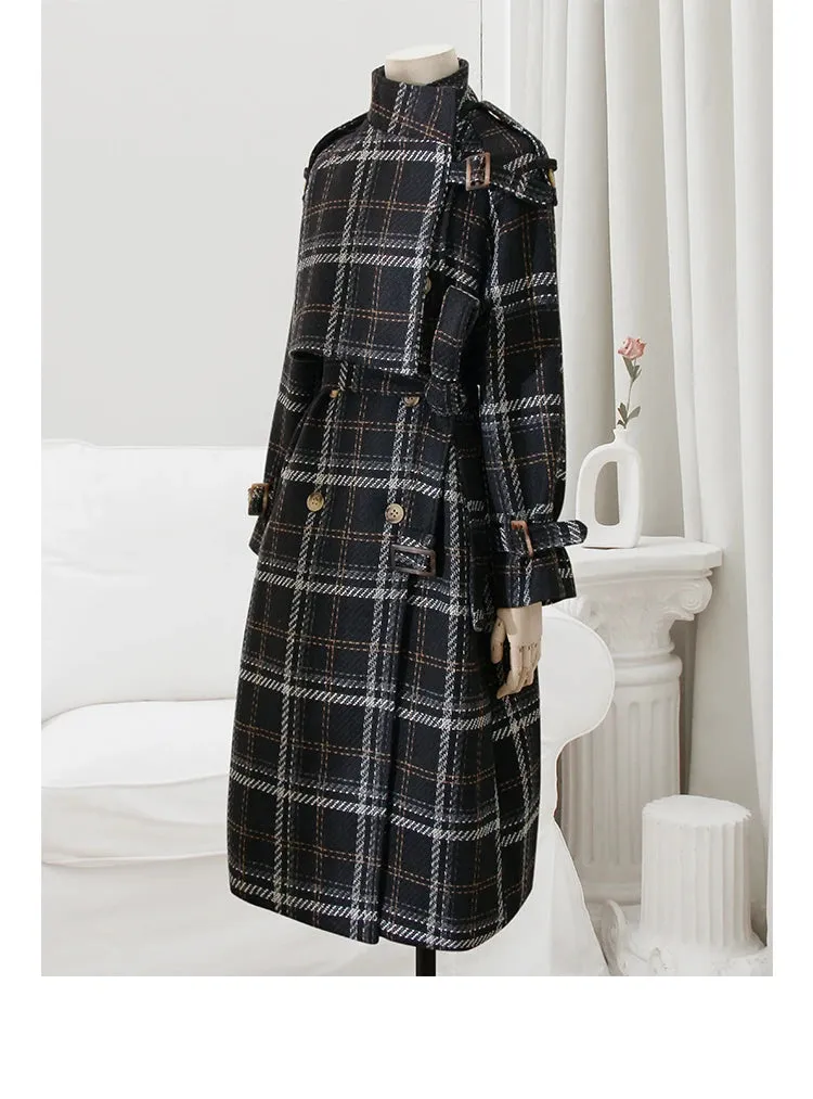 Neus Plaid Trench Coat