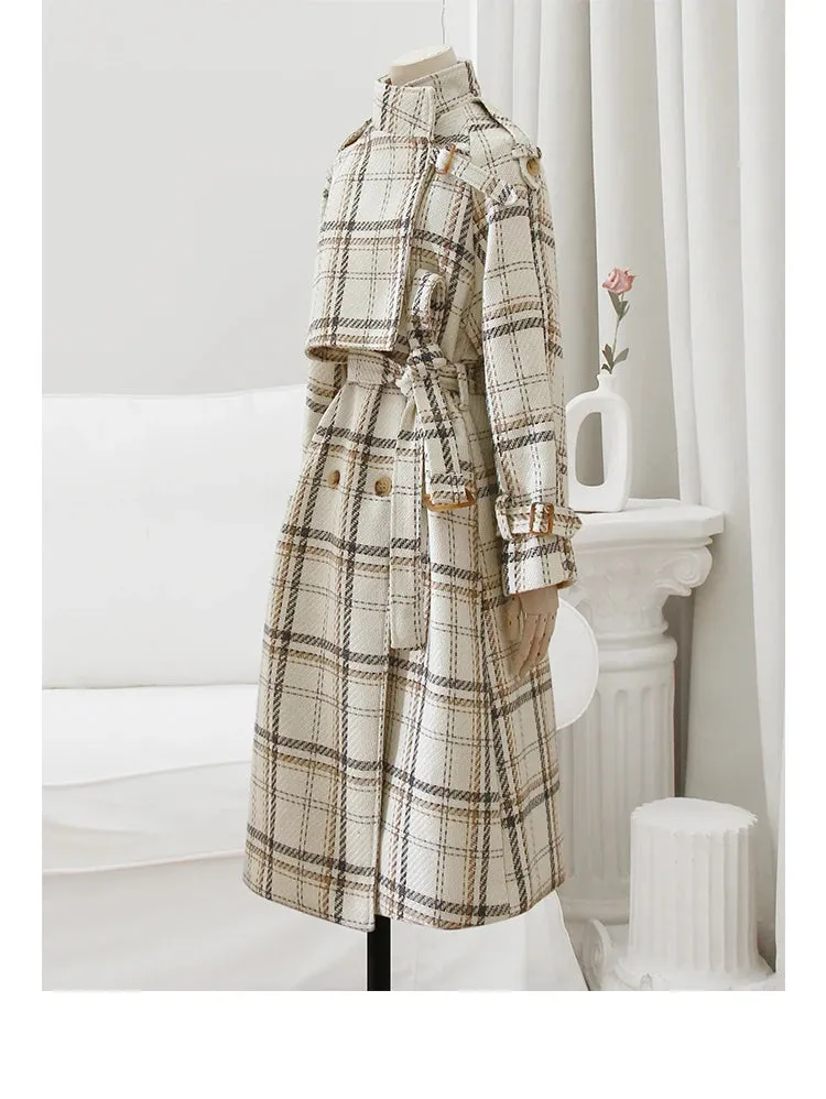 Neus Plaid Trench Coat