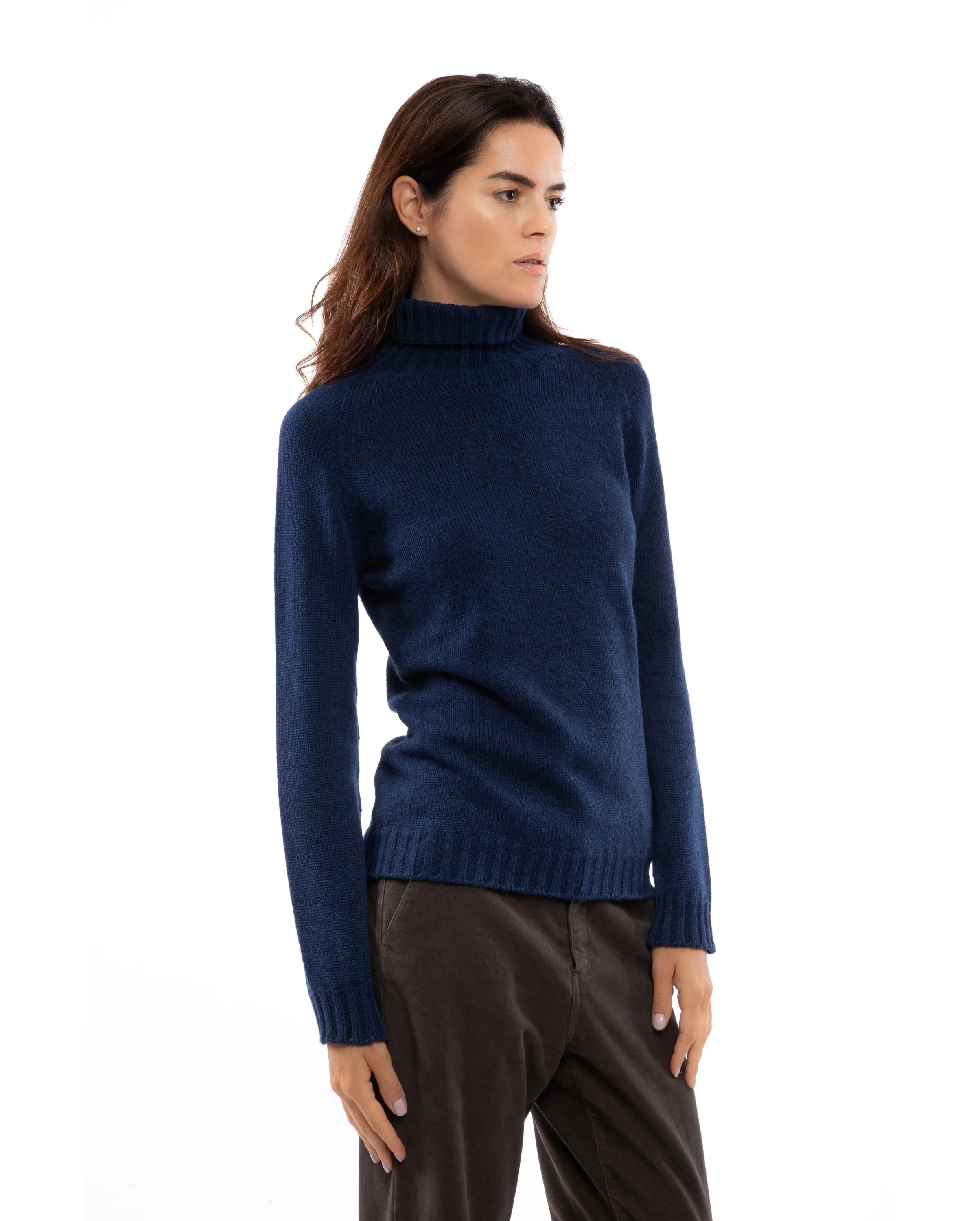 NEW FALL 24 - Women's Cashmere Raglan Sleeve Turtleneck Sweater Melange Gray