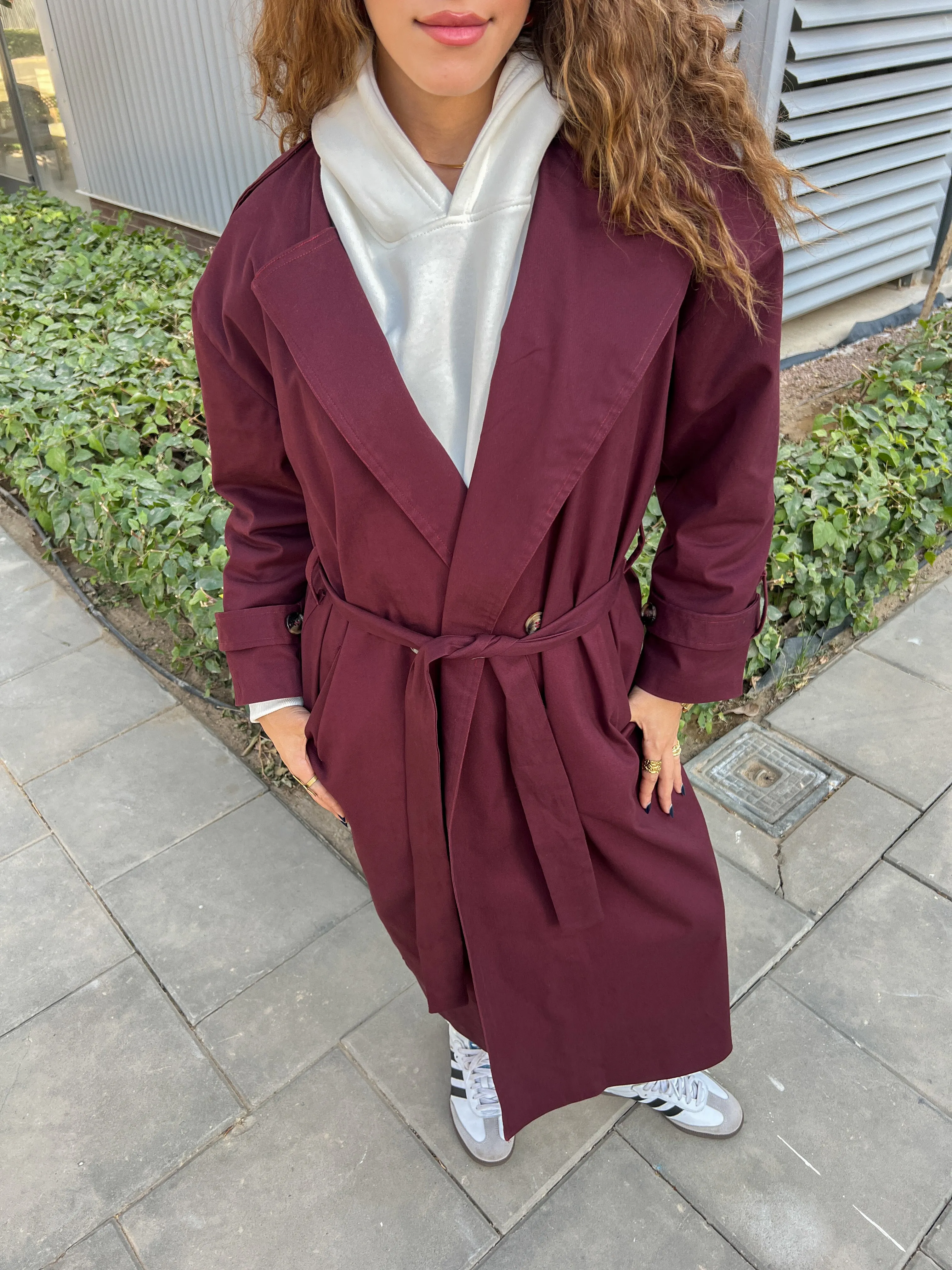 NEW TRENCH COAT IN MAROON