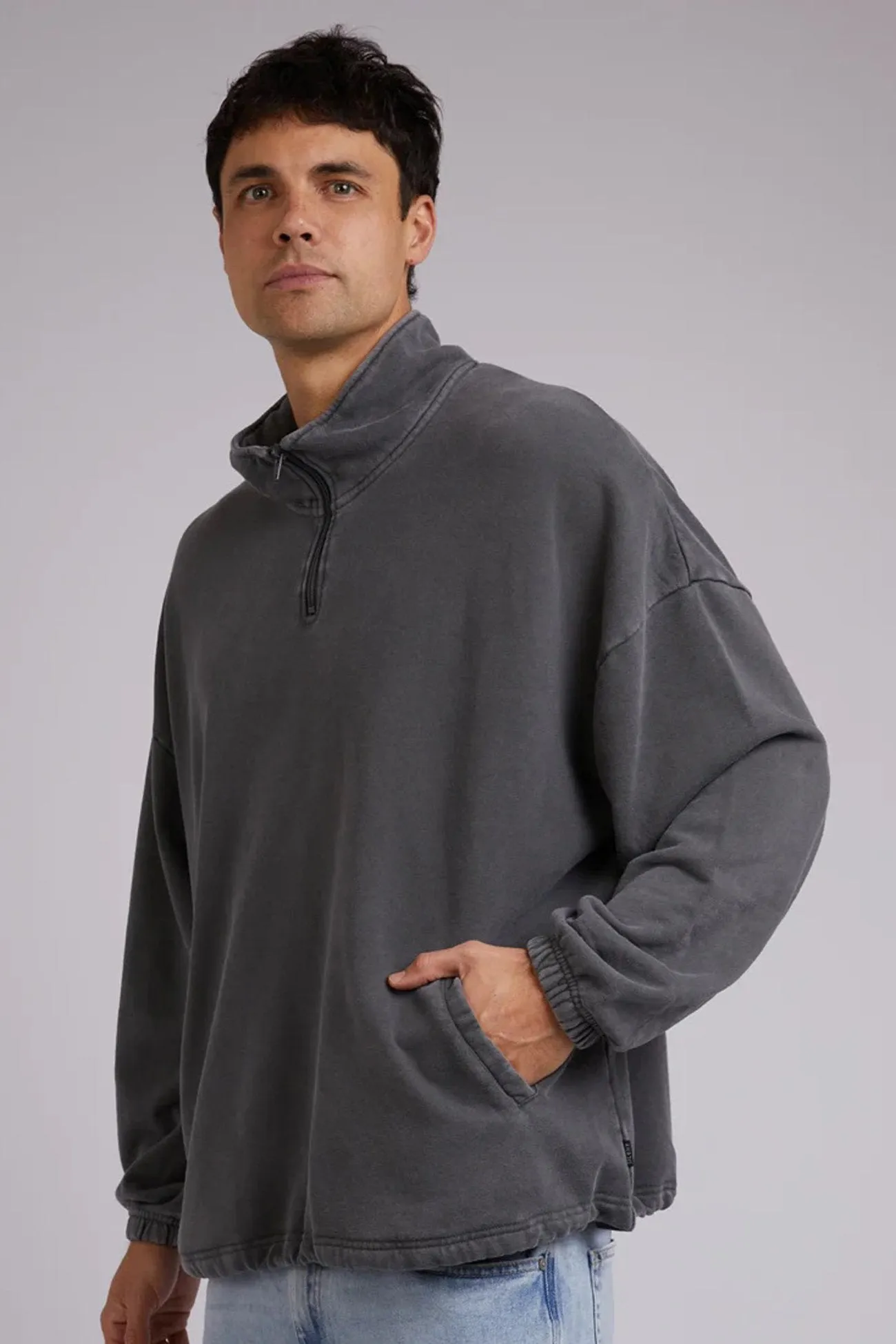 Oversized 1/4 Zip Jumper Coal