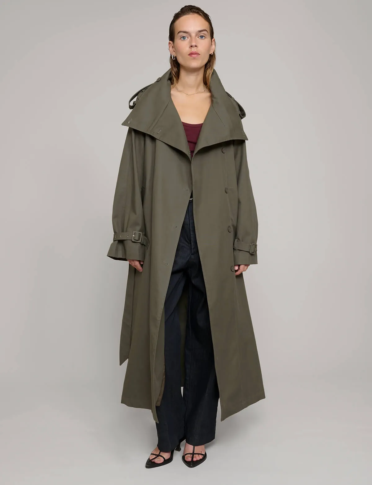 Oversized Olive Trench Coat