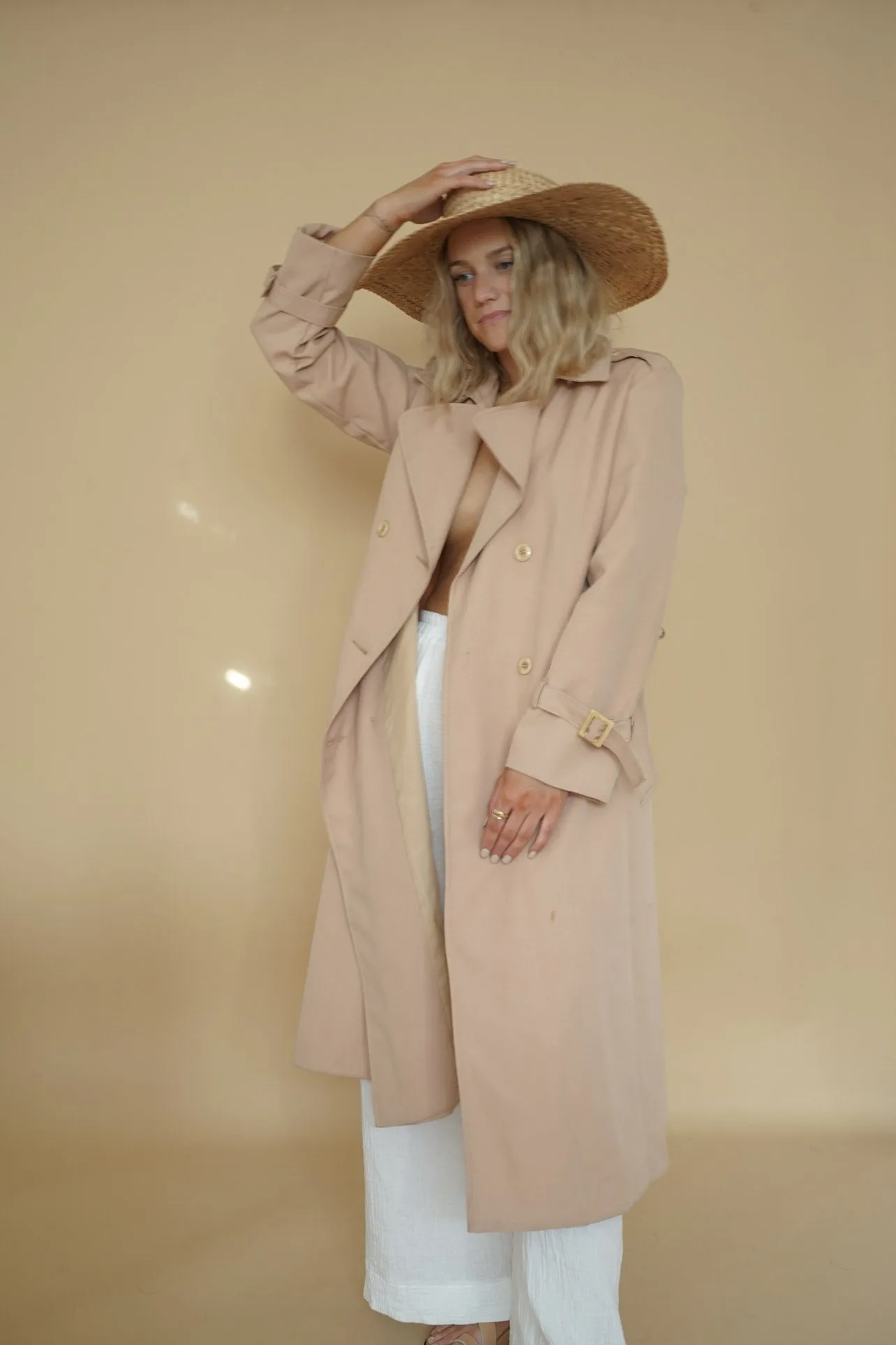 peachy trench coat