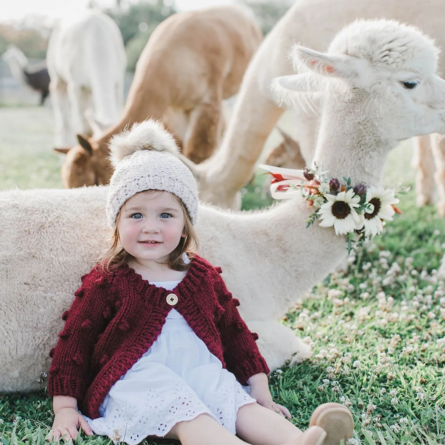 Pearl Metallic Knit Hat- Cream/Gold