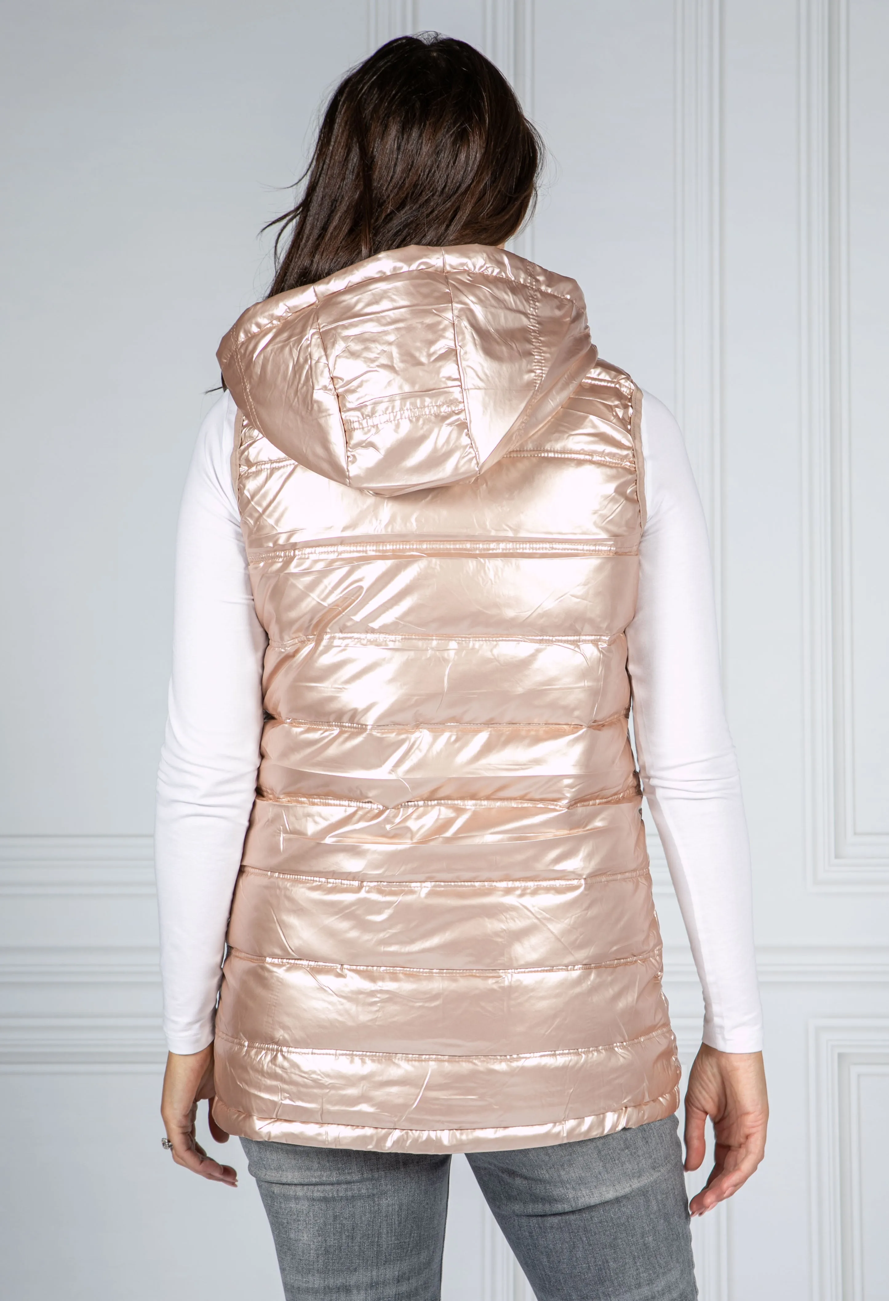 Pearlescent Padded Gilet in Cosmic Pink