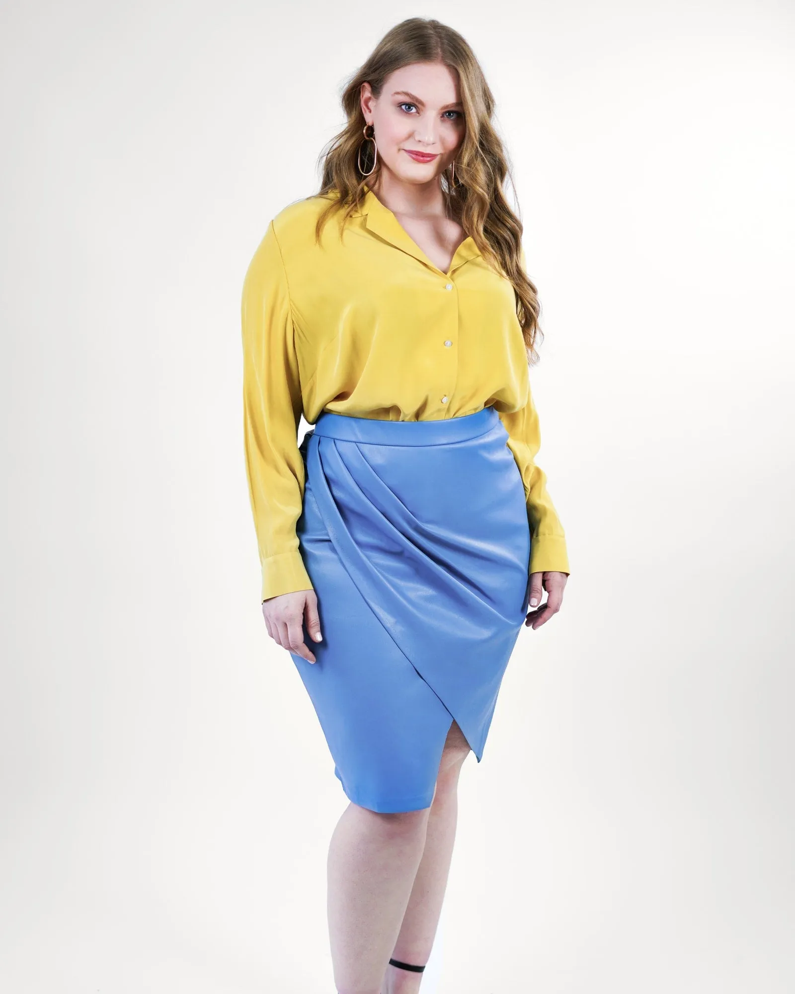 Perry Pleather Pleated Skirt | Perry Blue