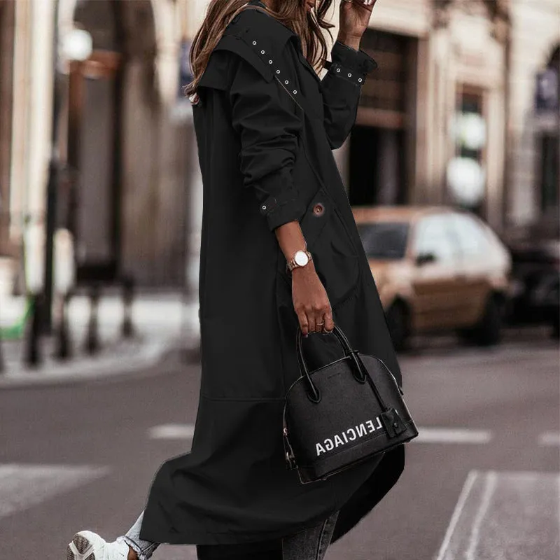 Personality casual lapel midi trench coat