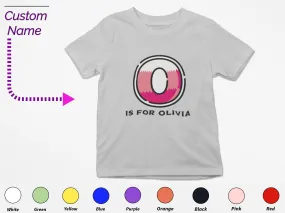 Personalized Kids Tshirt Gift For Toddler Girls, Custom Initials O On Shirt Gift