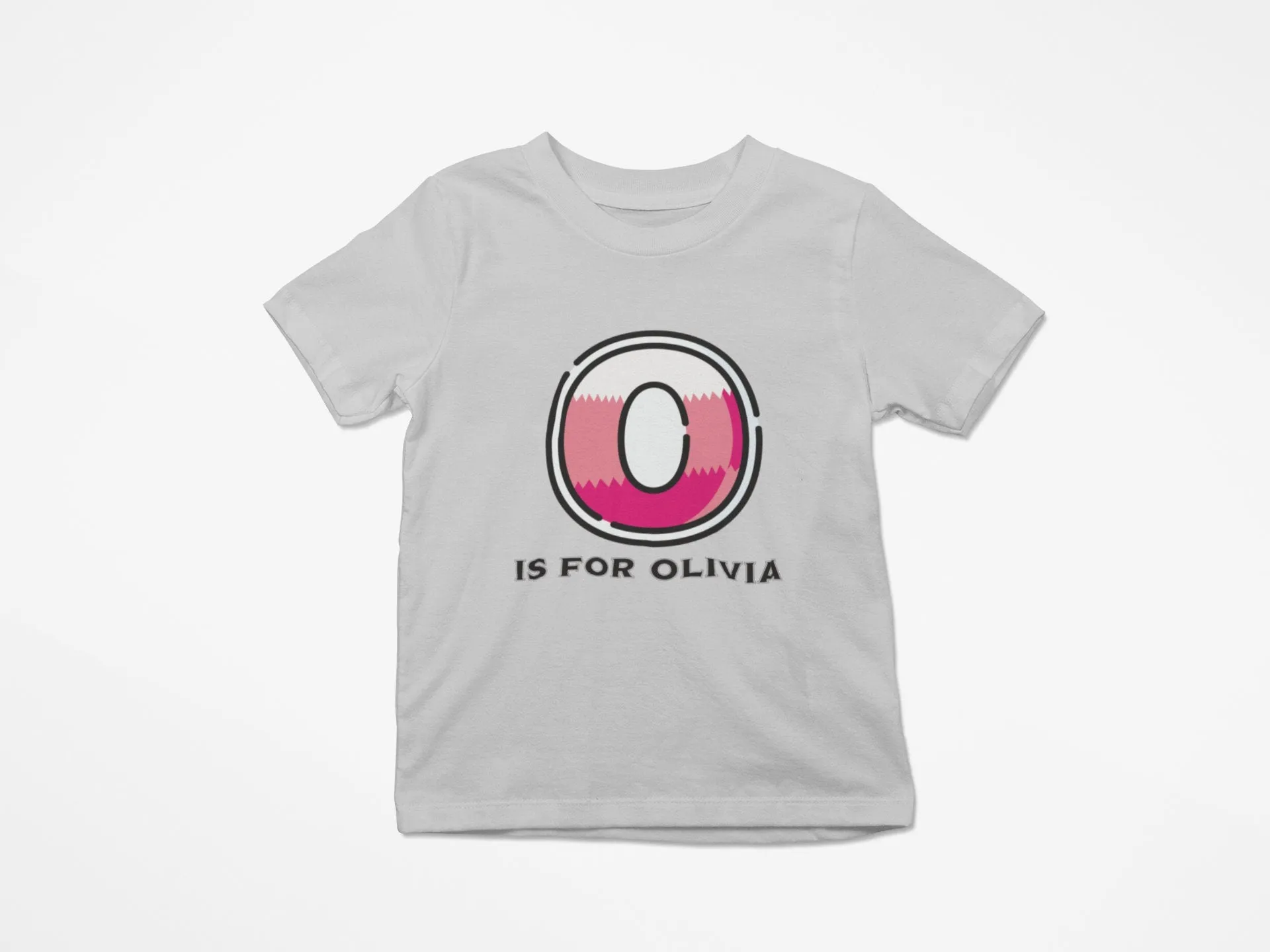 Personalized Kids Tshirt Gift For Toddler Girls, Custom Initials O On Shirt Gift