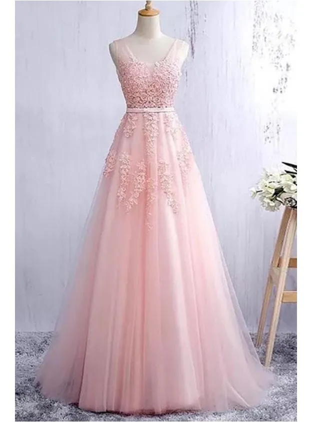 Pink Prom Dress A-line Party Senior Graduation Formal Gown