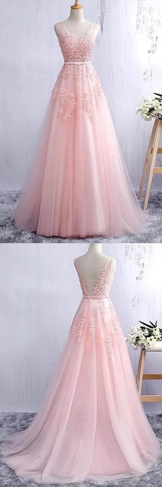 Pink Prom Dress A-line Party Senior Graduation Formal Gown