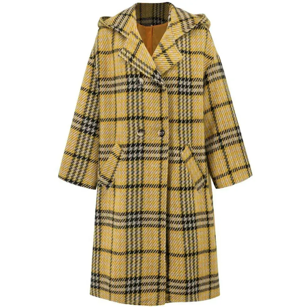 Plaid Double-Breasted Longline Coat for Timeless Luxury Fashion