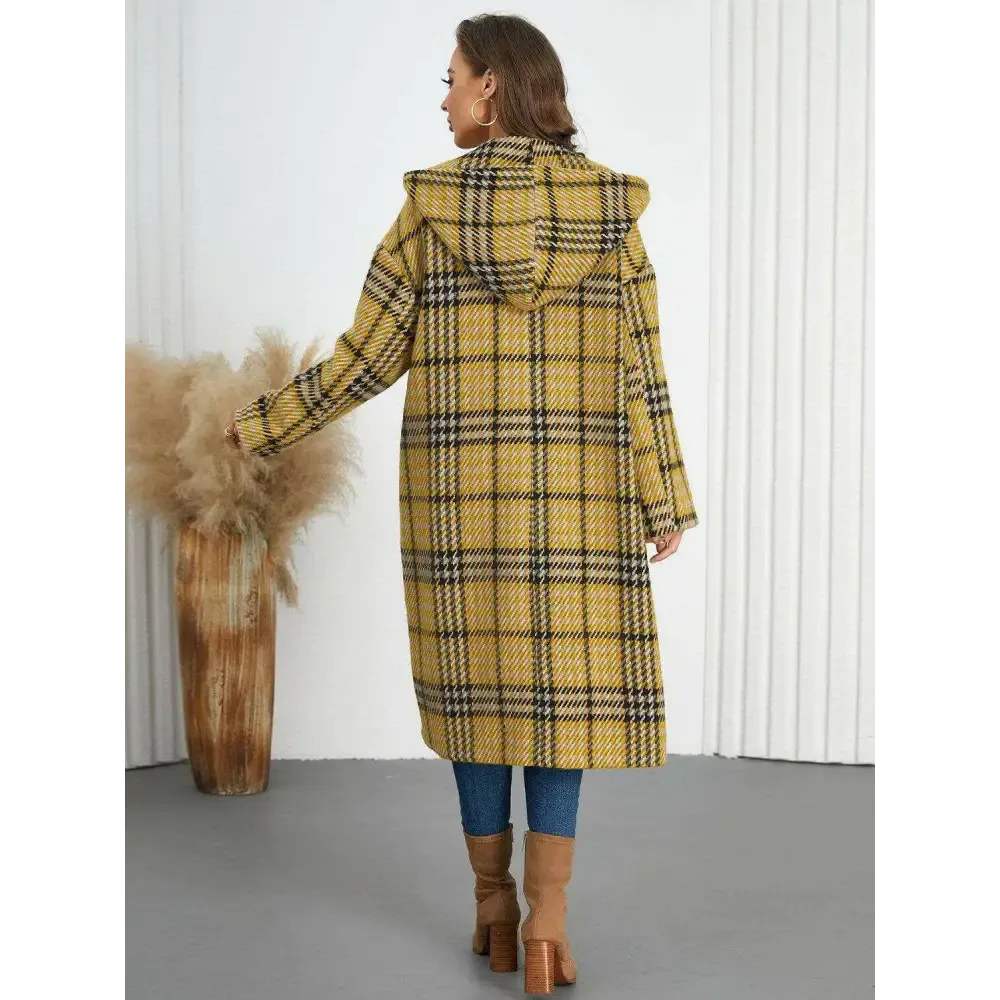 Plaid Double-Breasted Longline Coat for Timeless Luxury Fashion