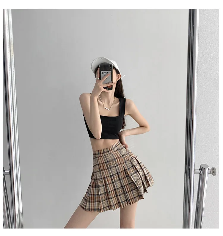 Plaid pleated skirt KF9577