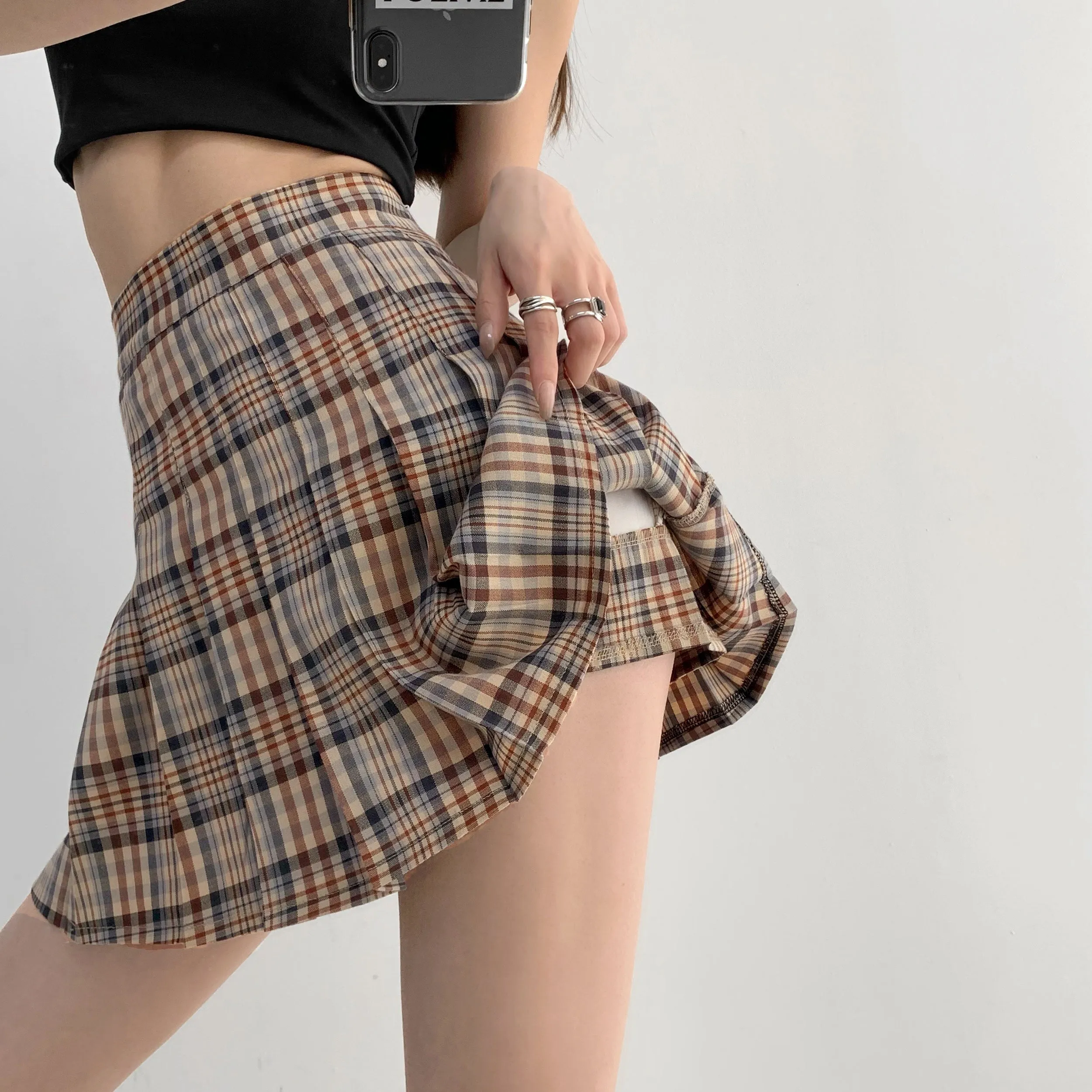 Plaid pleated skirt KF9577